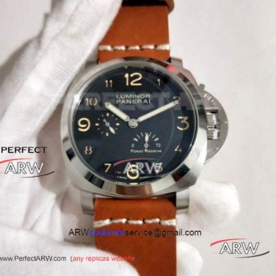 Perfect Replica Panerai Luminor Power Reserve 72 47MM Watch - 316L Steel Case Black Face 